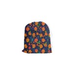 Mid Century Retro Floral 1970s 1960s Pattern 61 Drawstring Pouch (XS)