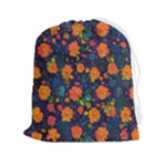 Mid Century Retro Floral 1970s 1960s Pattern 61 Drawstring Pouch (2XL)