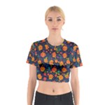 Mid Century Retro Floral 1970s 1960s Pattern 61 Cotton Crop Top