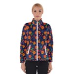 Mid Century Retro Floral 1970s 1960s Pattern 61 Women s Bomber Jacket