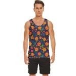 Mid Century Retro Floral 1970s 1960s Pattern 61 Men s Wide Collar Tank Top