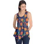 Mid Century Retro Floral 1970s 1960s Pattern 61 Sleeveless Tunic