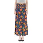 Mid Century Retro Floral 1970s 1960s Pattern 61 Full Length Maxi Skirt