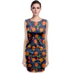 Mid Century Retro Floral 1970s 1960s Pattern 61 Classic Sleeveless Midi Dress