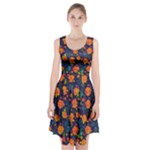 Mid Century Retro Floral 1970s 1960s Pattern 61 Racerback Midi Dress