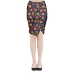 Mid Century Retro Floral 1970s 1960s Pattern 61 Midi Wrap Pencil Skirt