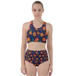 Mid Century Retro Floral 1970s 1960s Pattern 61 Racer Back Bikini Set