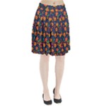 Mid Century Retro Floral 1970s 1960s Pattern 61 Pleated Skirt