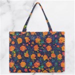 Mid Century Retro Floral 1970s 1960s Pattern 61 Zipper Medium Tote Bag