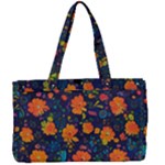 Mid Century Retro Floral 1970s 1960s Pattern 61 Canvas Work Bag
