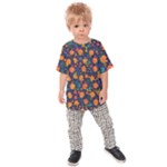 Mid Century Retro Floral 1970s 1960s Pattern 61 Kids  Raglan T-Shirt