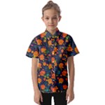 Mid Century Retro Floral 1970s 1960s Pattern 61 Kids  Short Sleeve Shirt