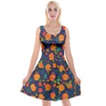 Mid Century Retro Floral 1970s 1960s Pattern 61 Reversible Velvet Sleeveless Dress