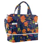 Mid Century Retro Floral 1970s 1960s Pattern 61 Sports Shoulder Bag with Shoes Compartment
