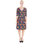Mid Century Retro Floral 1970s 1960s Pattern 61 Wrap Up Cocktail Dress
