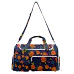 Mid Century Retro Floral 1970s 1960s Pattern 61 Sports Gym Duffle Bag with Shoe Compartment