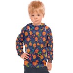 Mid Century Retro Floral 1970s 1960s Pattern 61 Kids  Hooded Pullover