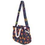 Mid Century Retro Floral 1970s 1960s Pattern 61 Rope Handles Shoulder Strap Bag