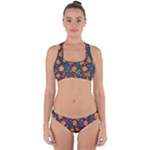 Mid Century Retro Floral 1970s 1960s Pattern 61 Cross Back Hipster Bikini Set