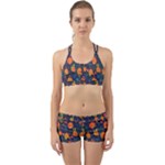 Mid Century Retro Floral 1970s 1960s Pattern 61 Back Web Gym Set