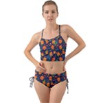 Mid Century Retro Floral 1970s 1960s Pattern 61 Mini Tank Bikini Set