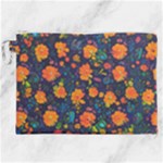 Mid Century Retro Floral 1970s 1960s Pattern 61 Canvas Cosmetic Bag (XXL)