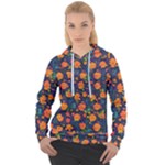 Mid Century Retro Floral 1970s 1960s Pattern 61 Women s Overhead Hoodie