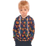 Mid Century Retro Floral 1970s 1960s Pattern 61 Kids  Overhead Hoodie