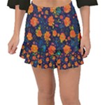 Mid Century Retro Floral 1970s 1960s Pattern 61 Fishtail Mini Chiffon Skirt