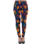 Mid Century Retro Floral 1970s 1960s Pattern 61 Lightweight Velour Leggings
