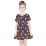 Mid Century Retro Floral 1970s 1960s Pattern 61 Kids  Simple Cotton Dress