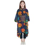 Mid Century Retro Floral 1970s 1960s Pattern 61 Kids  Hooded Rain Ponchos