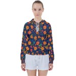 Mid Century Retro Floral 1970s 1960s Pattern 61 Women s Tie Up Sweat