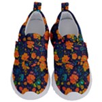 Mid Century Retro Floral 1970s 1960s Pattern 61 Kids  Velcro No Lace Shoes