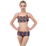 Mid Century Retro Floral 1970s 1960s Pattern 61 Layered Top Bikini Set
