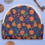 Mid Century Retro Floral 1970s 1960s Pattern 61 Horseshoe Style Canvas Pouch