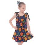Mid Century Retro Floral 1970s 1960s Pattern 61 Kids  Tie Up Tunic Dress