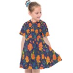 Mid Century Retro Floral 1970s 1960s Pattern 61 Kids  Sailor Dress