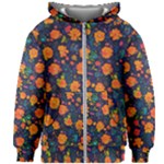 Mid Century Retro Floral 1970s 1960s Pattern 61 Kids  Zipper Hoodie Without Drawstring