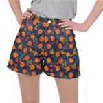 Mid Century Retro Floral 1970s 1960s Pattern 61 Women s Ripstop Shorts