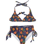 Mid Century Retro Floral 1970s 1960s Pattern 61 Kids  Classic Bikini Set