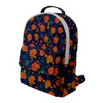 Mid Century Retro Floral 1970s 1960s Pattern 61 Flap Pocket Backpack (Large)