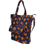 Mid Century Retro Floral 1970s 1960s Pattern 61 Shoulder Tote Bag