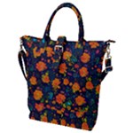 Mid Century Retro Floral 1970s 1960s Pattern 61 Buckle Top Tote Bag