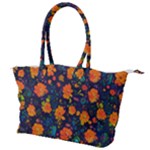 Mid Century Retro Floral 1970s 1960s Pattern 61 Canvas Shoulder Bag