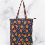 Mid Century Retro Floral 1970s 1960s Pattern 61 Double Zip Up Tote Bag