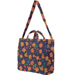 Mid Century Retro Floral 1970s 1960s Pattern 61 Square Shoulder Tote Bag