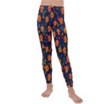 Mid Century Retro Floral 1970s 1960s Pattern 61 Kids  Lightweight Velour Leggings