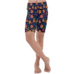 Mid Century Retro Floral 1970s 1960s Pattern 61 Kids  Lightweight Velour Cropped Yoga Leggings