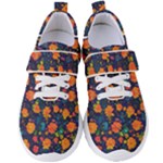 Mid Century Retro Floral 1970s 1960s Pattern 61 Women s Velcro Strap Shoes